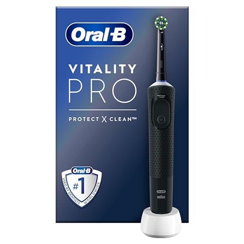 Oral-B Vitality Pro Elektrische Zahnbürste/Electric Toothbrush, 3 Putzmodi für Zahnpflege & Protect X Clean Zahnbürstenkopf, Geschenk Mann/Frau, Designed by Braun, schwarz, 1 stück (1er Pack)