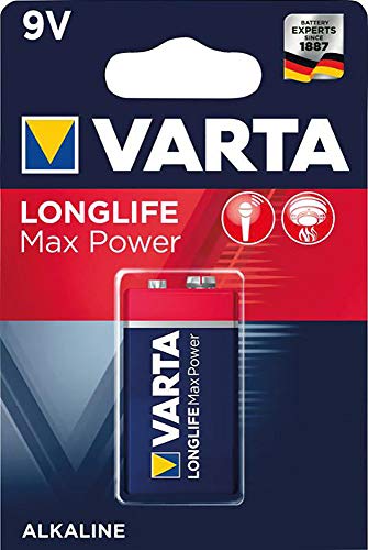 VARTA Batterien 9V Blockbatterie, 1 Stück, Longlife Max Power, Alkaline, für Rauchmelder, Brand- & Feuermelder, Mikrofon
