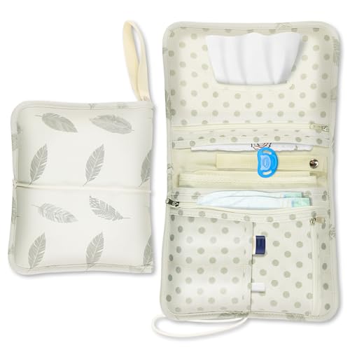 NesriToy Baby Windeltasche mit Wickelunterlage - Wickeltasche für unterwegs mit viel Platz, Kleine Wickeltasche mit elastische(22 * 18cm)
