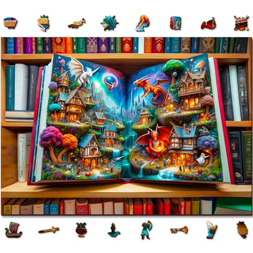 WOODEN.CITY Enchanted Tales 1000 Teile Puzzle, Holzpuzzles für Erwachsene, Hergestellt EU, Größe 51,9 x 37,5 cm, Magisches Puzzle, Geschenk, Hobby