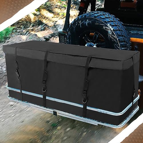 Heckbox für Anhängerkupplung Heckträger für Auto Fahrrad, Gepäckbox Dachtasche Transporttasche Transportbox, Klappbar Wasserdicht 600D Aufbewahrungsbox,135 x 51x 51cm (351 Liter)