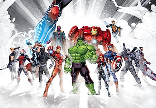 Marvel Fototapete - Avengers Unite - Größe 368 x 254 cm (Breite x Höhe), 8 Teile, inklusive Kleister - Tapete, Kinderzimmer, Kindertapete, Hulk