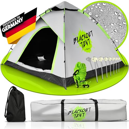 Pop up Zelt - BLACKOUT TENT®, 1-2-Personen Festival Camping Zelt, 100% Dunkelheit, wasserdicht, Kuppelzelt für Schnellaufbau