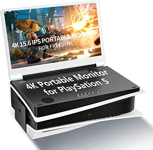 G-STORY 15,6 Zoll Tragbarer Monitor für PS5, UHD 4K Monitor IPS-Bildschirm für PS5（Nicht enthalten）mit Zwei HDMI, HDR, Freesync, Spielemodus, Reisemonitor für PS5
