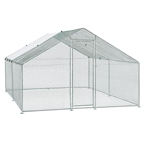 Juskys Freilaufgehege 3x4x2m - Hühnerstall aus Metall begehbar mit 12 m² Lauffläche, Tür & Riegel - Freigehege für Hühner, Kleintiere & Pflanzen