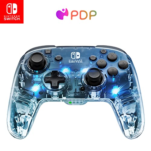 Afterglow LED drahtlos Deluxe Gaming Controller - Lizenziert durch Nintendo für Switch and OLED - RGB Hue Color Lights - See through Gamepad Controller - Paddle Buttons