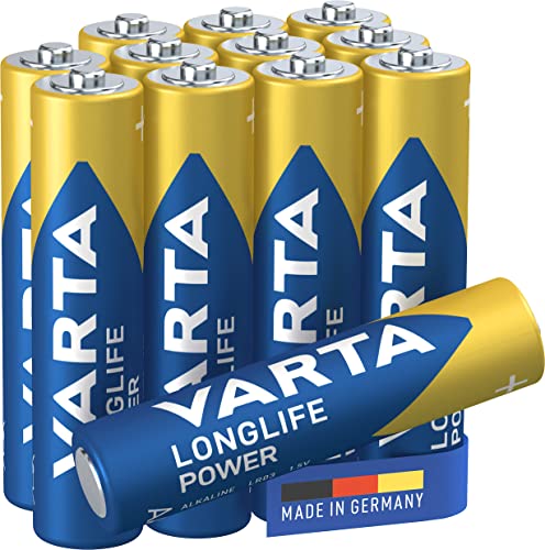 VARTA Batterien AAA, 12 Stück, Longlife Power, Alkaline, 1,5V, für Spielzeug, Funkmäuse, Taschenlampen, Made in Germany