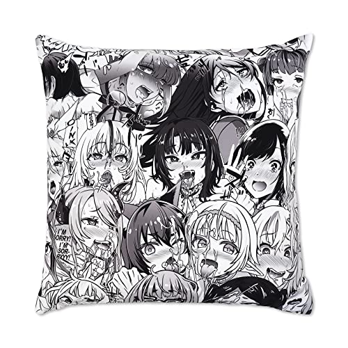 DigiTizerArt Manga Anime Throw Pillows Ecchi Otaku Hentai Waifu Ahegao Girl Manga Anime Throw Pillow, 45X45CM
