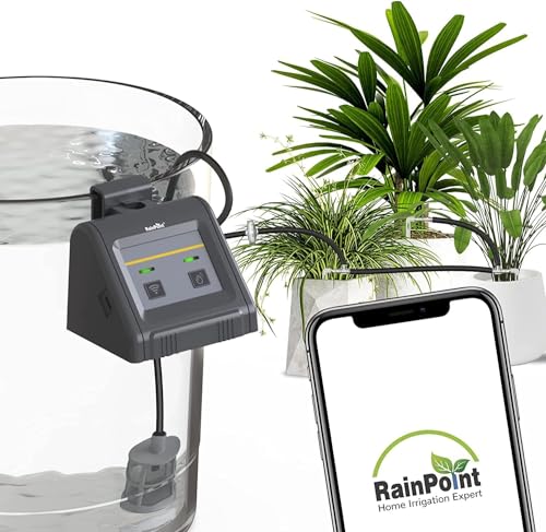 RAINPOINT WiFi Automatisches Bewässerungssystem,Automatisches Tropfbewässerungsgerät mit Pumpe, APP-Fernbedienung Auto/Manuell/Smart Mode für Balkon,Kübelpflanzen