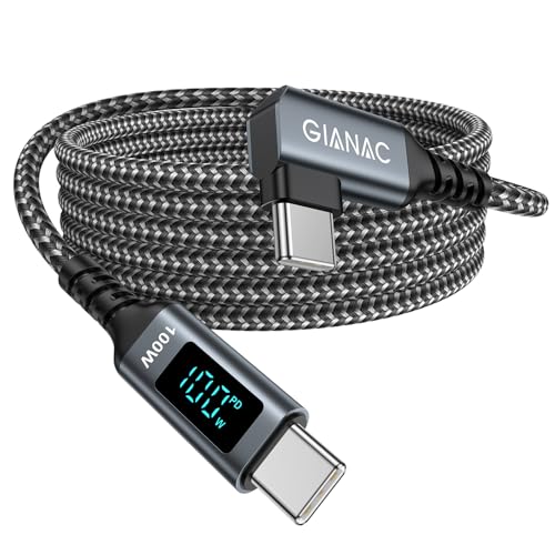 GIANAC 100W USB C auf USB C Kabel 1M, Schnellladekabel USB C mit LED Display, PD 20V/5A USB C Kabel mit E-Mark Chip für iPhone 15, Macbook Pro, MacBook Air, iPad Pro, Samsung Galaxy, Huawei