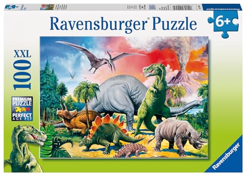 Ravensburger Kinderpuzzle - 10957 Unter Dinosauriern - Dino Puzzle für Kinder ab 6 Jahren, mit 100 Teilen im XXL-Format, Dinosaurier Spielzeug für 1 Spieler, Yellow