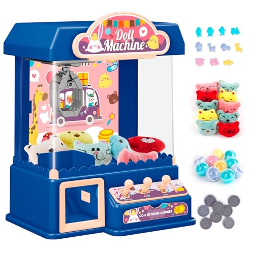 Mini Greifmaschine Candy Doll Gachapon Grabber Süßigkeiten Greifautomat mit Münzschiebe und Greifarm Automat Stofftiere Claw Machine Kinder
