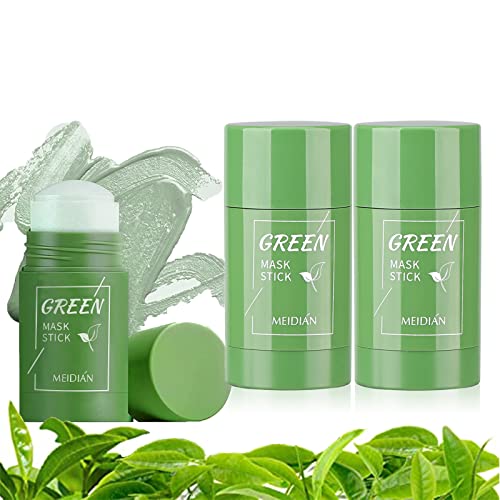 2 Pack Grüner Tee Clay Maske, Green Mask Stick, Grüntee Purifying Clay Green Tea Mask, Befeuchtet und kontrolliert das Öl,Tiefenreinigung zur Ölkontrolle Mitesser Entfernen für Alle Hauttypen