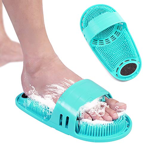 Mei Dong Fussmassage Silikon-Fußschrubber für Dusche, Persönliche Fußmassage und Reinigung, Rutschfester Fußschrubber für Damen und Herren (1 Stück, Grün)