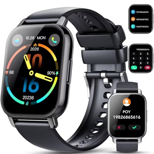 Hoxe Smartwatch für Herren Damen mit Telefonfunktion/Message Reminder, 1,85'Zoll HD Smart Watch,100+Sportmodi IP68 Wasserdicht Sportuhr, Fitnessuhr mit Herzfrequenz Schlaf-Monitor, Uhr für Android iOS