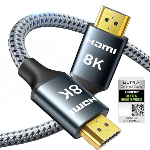 ARISKEEN 8K HDMI 2.1 Kabel 1M, 48Gbps High Speed Nylon Geflochtenes HDMI Kabel, Unterstützt 8K@60HZ, 4K@120Hz, Kompatibel mit PS5/4 TV Monitor Blu-ray Soundbar DVD Laptop