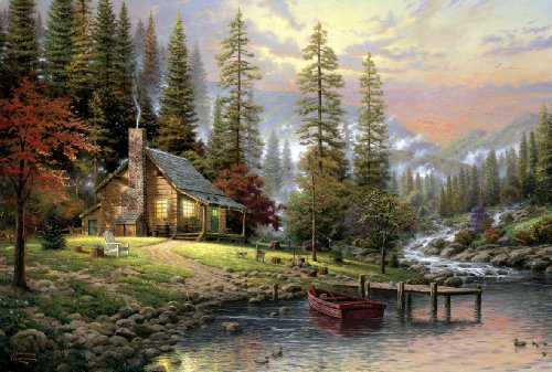 Schmidt Spiele 58455 Thomas Kinkade, Haus in den Bergen, 500 Teile Puzzle