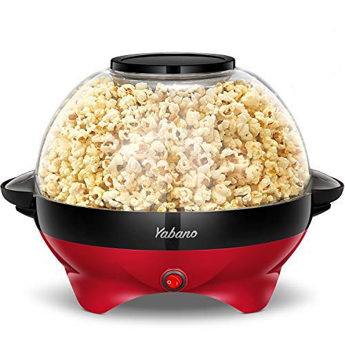 Yabano Popcornmaschine für Zuhause, Maker Machine mit Zucker & Öl, Abnehmbare Heizfläche, 5L Popcorn Popper, Antihaftbeschichtung, Großer Deckel als Servierschale, Platzsparende Lagerung