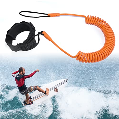 JEEZAO Surfboard Leash,TPU Paddle Leash mit Sicherheit Fußschlaufe für Stand Up Paddle SUP Board Surfbrett 10 Füße (Orange)