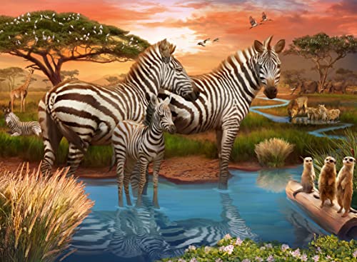 Ravensburger Puzzle 17376 Zebras am Wasserloch - 500 Teile Puzzle für Erwachsene und Kinder ab 12 Jahren