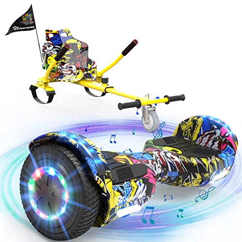 EVERCROSS 6,5' Hoverboards mit Sitz, Self Balance Scooter mit Bluetooth & LED, Hover Board mit Hoverkart mit 4Ah Batterie für Kinder Jügen Erwachsen