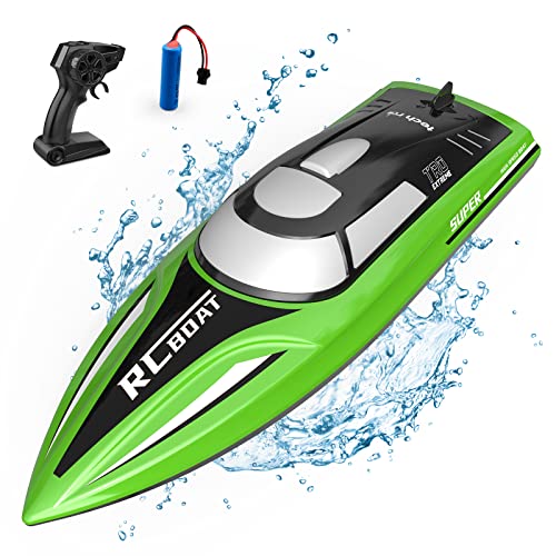 tech rc Ferngesteuertes Boot, RC Boot für Pool und Meer mit 2.4Ghz Fernsteuerung，Nie-Kentern Geschwindigkeit Speedboot 12km/h, Poolspielzeug Boot Ferngsteuert für Kinder ab 8