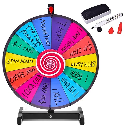 COSTWAY 18' Glücksrad Spielzeug Farbe Rad Spiele für Lotteriespiele Wortspiele, inkl. Radiergummi und Markierstift, geeignet für Kinder und Erwachsenen (φ48cm)