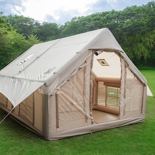 TentHome Aufblasbare Zelte Camping Wasserdicht Glampingzelt Familienzelt Stehhöhe Luxuszelt mit Pumpe für 2-6 Personen L: 400 x 300 x 210cm