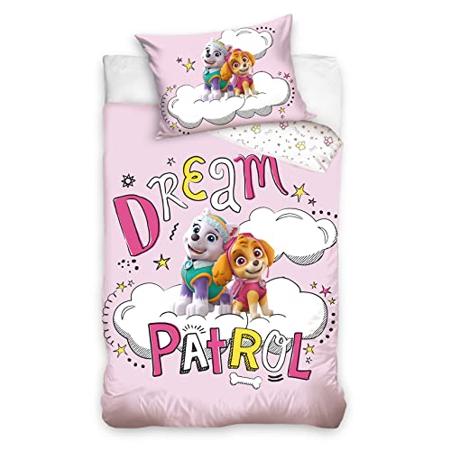 Paw Patrol Bettwäsche 100x135 40x60 Baumwolle · Babybettwäsche Kinderbettwäsche für Mädchen und Jungen · rosa · Mädchenbettwäsche