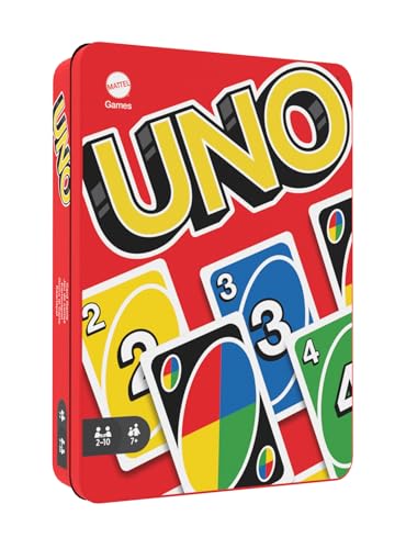 Mattel Games HGB63 - UNO-Kartenspiel mit 112 Karten in hochwertiger Metallbox, Exklusive Sammlerdose, Gesellschaftsspiel, Spielzeug ab 7 Jahren