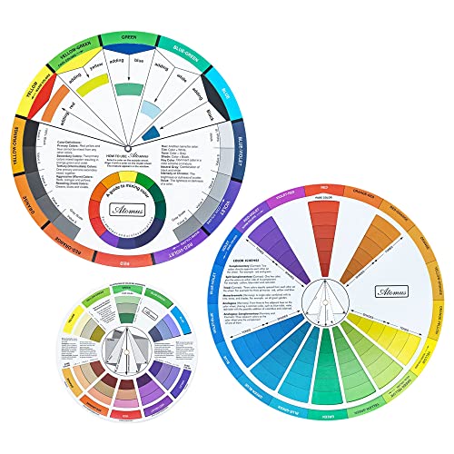 Mcbazel Farbrad Set (3 Stück), Farbmischrad für kreatives Malen und Airbrush-Design, Make-up/Farbkombinationen mit 360° Drehbarkeit Ideal