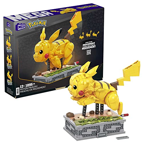 Mega Pokémon, Motion Pikachu Figur zum Zusammenbauen, 1.095 Teile, beweglich, kompatibel mit allen Bausets von Mega Pokémon, Spielzeug ab 12 Jahre, HGC23