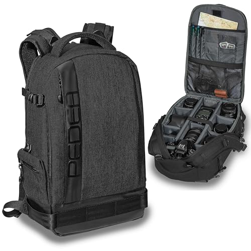 Pedea DSLR-Kamerarucksack Fashion Fotorucksack für Spiegelreflexkameras mit wasserdichtem Regenschutz und variabler Inneneinteilung (Rucksack, schwarz)