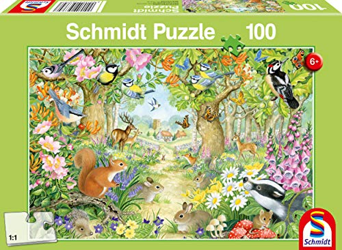 Schmidt Spiele 56370 Tiere im Wald, 100 Teile Kinderpuzzle, Bunt