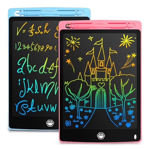 LCD Schreibtafel Kinder 2 Pack, 8,5 Zoll Elektronisches Maltafel Zaubertafel, Löschbar/Verriegelbar, Mal Tablet für Kinder/Erwachsene, Geschenkspielzeug für 3-12 Jahre, Blau + Pink