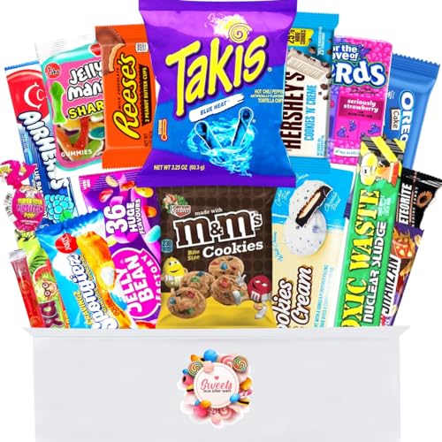 Amerikanische Süßigkeiten Box mit 24 Snacks – USA Süßigkeiten aus aller Welt - American Candy Box – Sweets Süssigkeiten Box aus Amerika