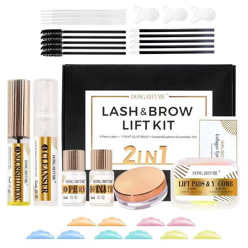 2-in-1 Wimpernlifting und Augenbrauen Lifting set, 2024 Aktualisiertes Wimpernlifting Set Augenbrauen-Laminierkit Wimpern Perming Kit Semi-Permanent Lang Anhaltend für Profis