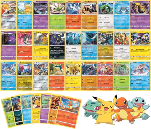 Pokemon Karten Deutsch - 50 Originale Pokemon Karten mit Holo und Seltenen Karten - Individuelles Kartenset kompatibel mit Pokemon Karten