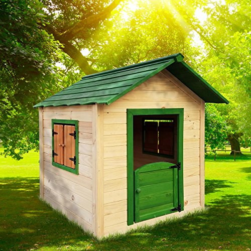 BRAST® Spielhaus für Kinder 106 x111x132cm Tannenholz 12mm Kinderspielhaus Stelzenhaus Garten Baum Turm Holzhaus