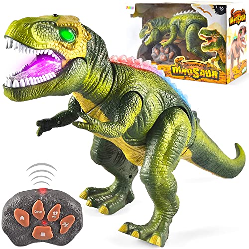 JOYIN Kinder LED Ferngesteuertes Dinosaurier Spielzeug, Elektronik T-Rex Dino Spielzeug mit Gehen, Brüllen, leuchtenden Augen und Kopfschütteln für Kleinkinder Jungen Mädchen