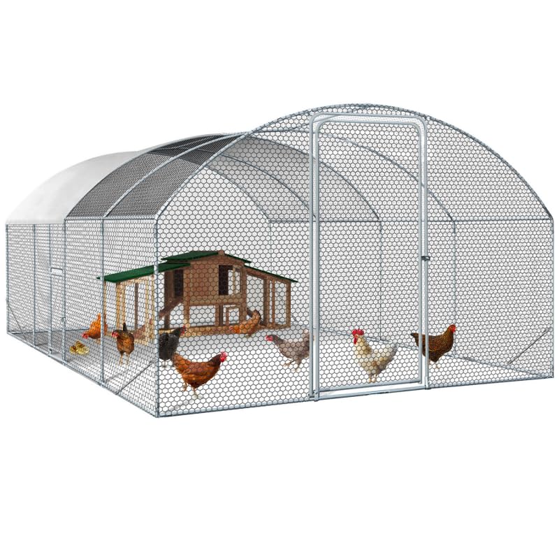 IDMarket – Freigehege für Hühnerstall, Gitter, 3 x 5 m, mit Seitentür und Dach aus verzinktem Stahl, 15 m²